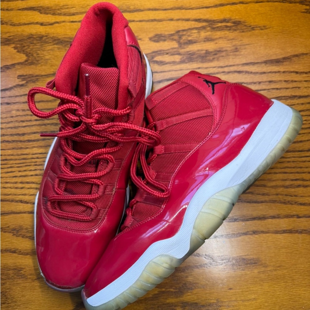 Jordan 11 Retro Red and White Sneakers